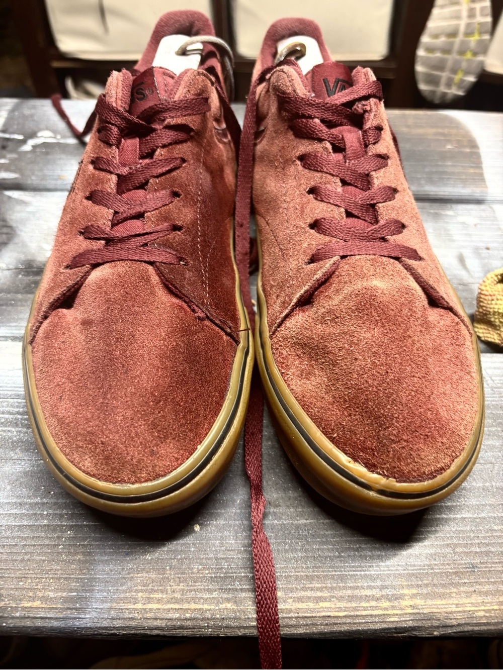 Vans burgundy suede sneakers size US 9 #skateboarding good condition